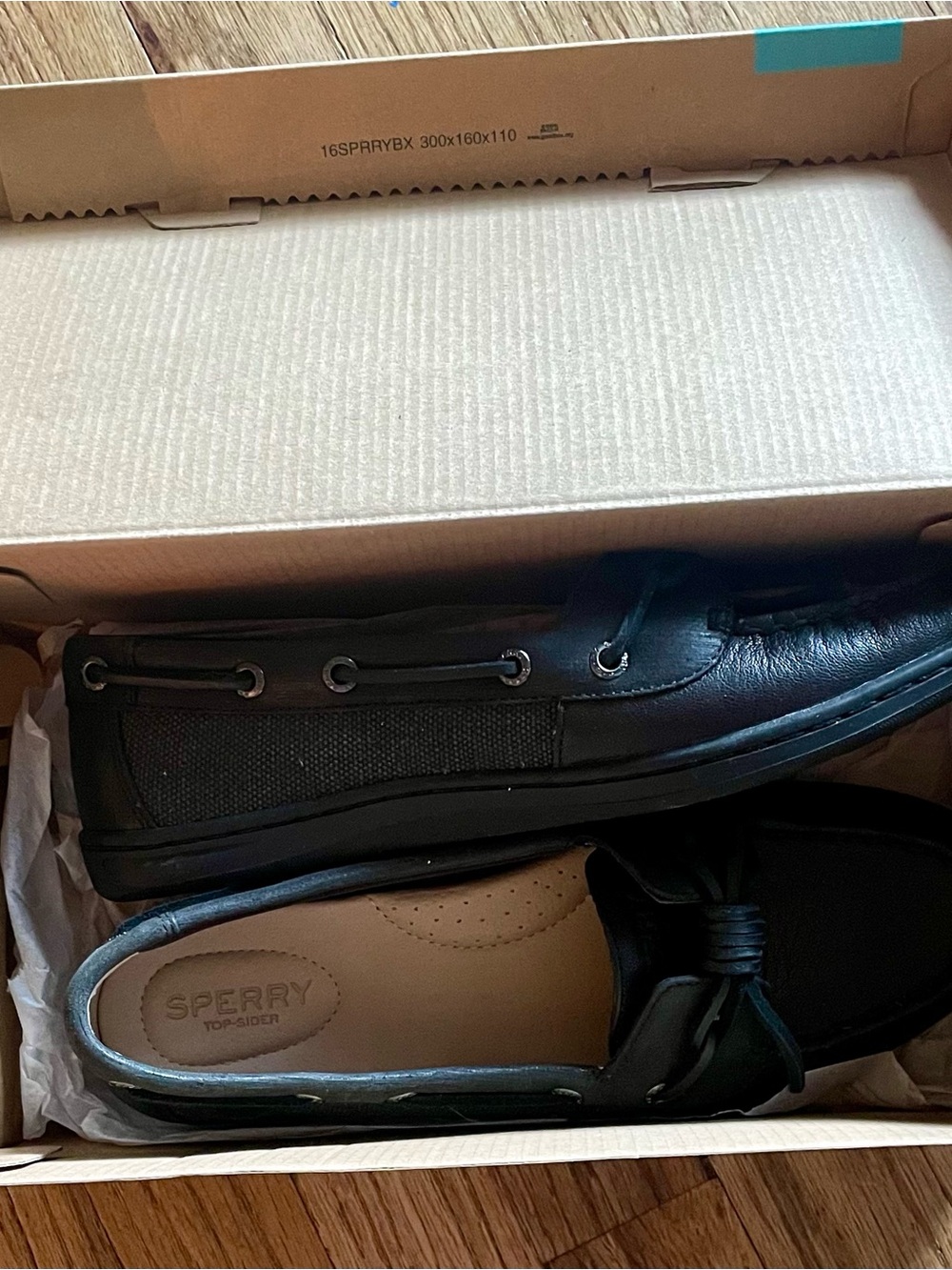Sperry Women's Black Leather & Canvas Slip-On Boat Loafers